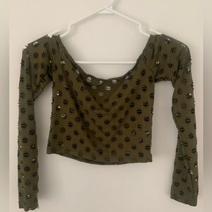 Green long sleeve crop top size small